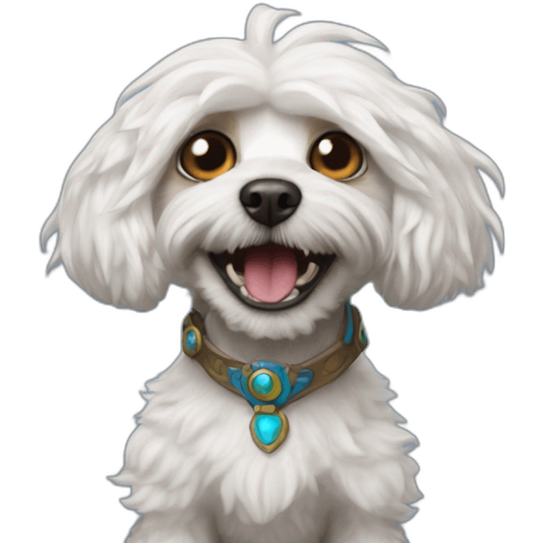 White cavapoo as wild Murloc from World of Warcraft  emoji