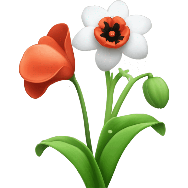 Lilly of the valley flower and a poppy flower emoji