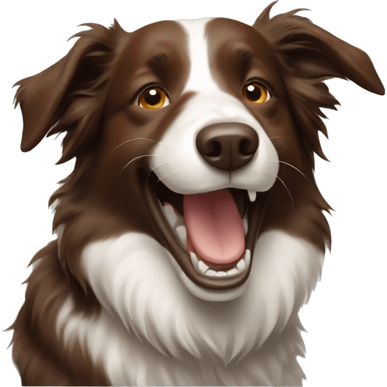 Brown border collie laughing emoji