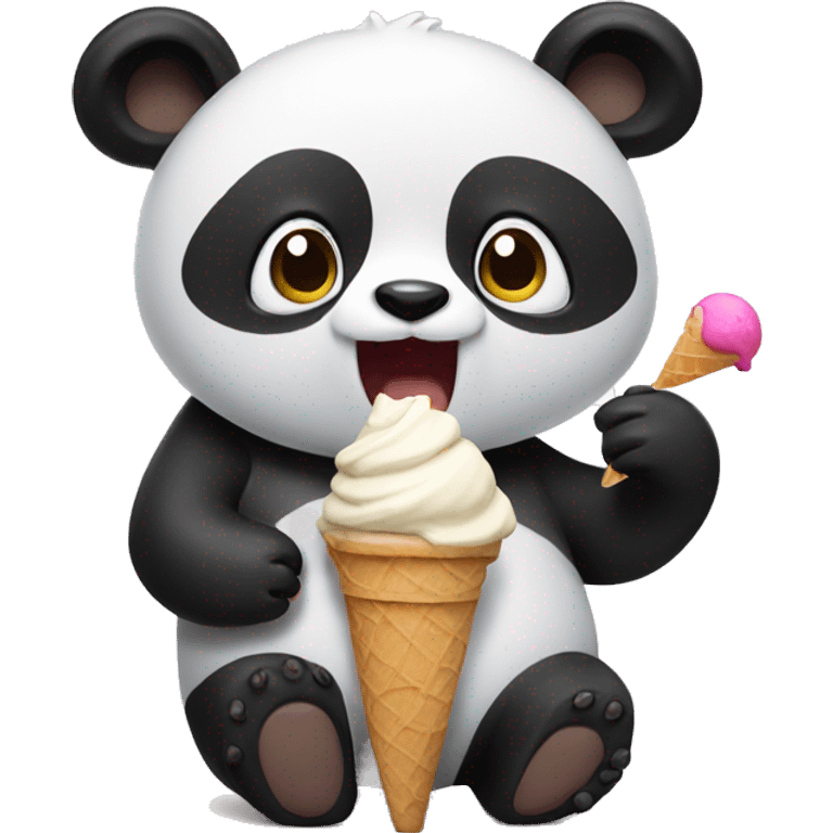 Panda eating ice cream emoji