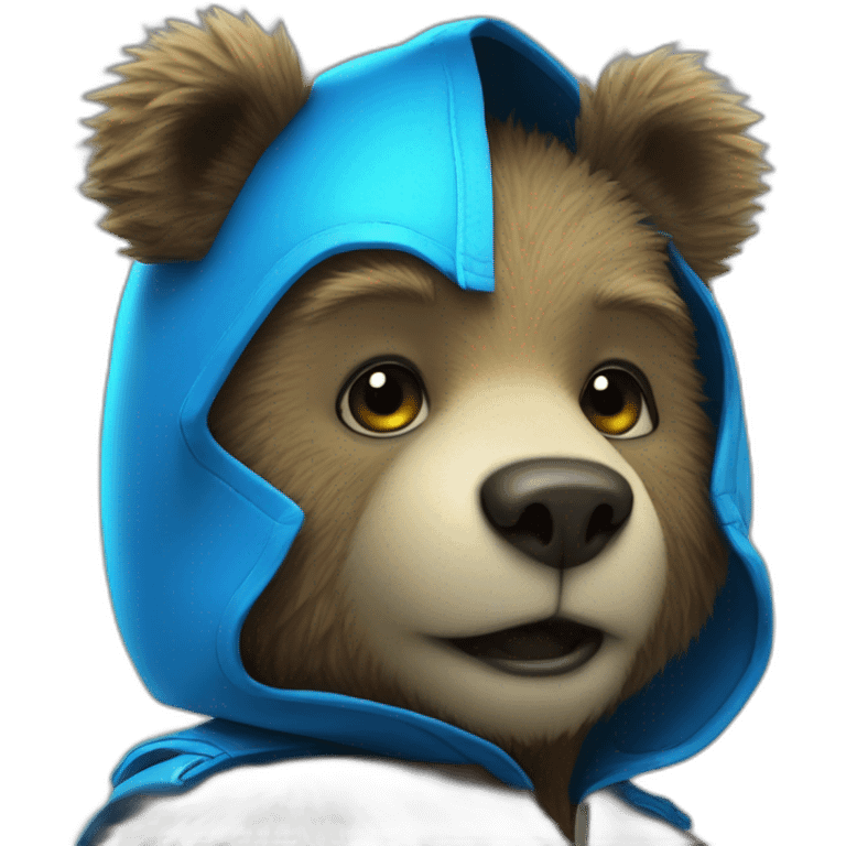 little blue neon punk bear peeking out emoji