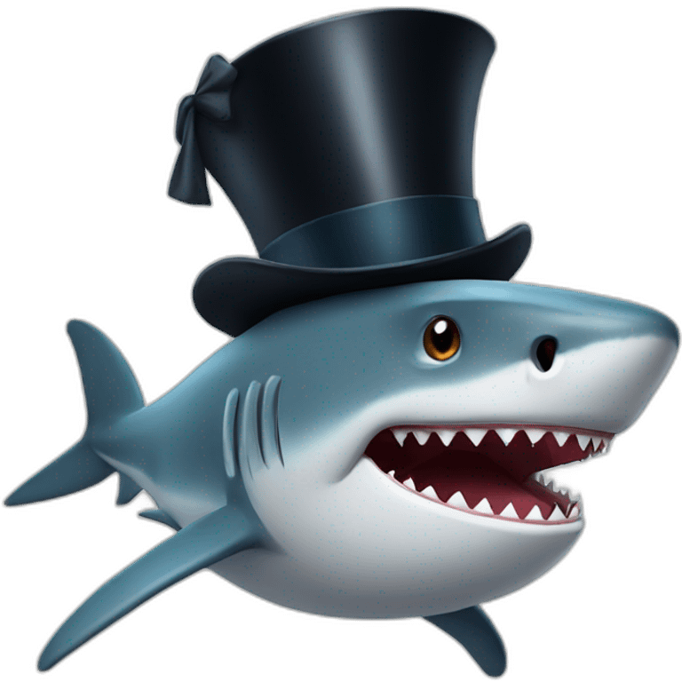 Shark with a top hat emoji