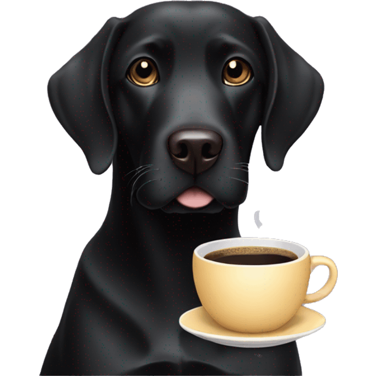 black labrador with a cup of coffee emoji