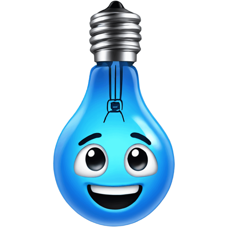 A blue bulb laughing emoji