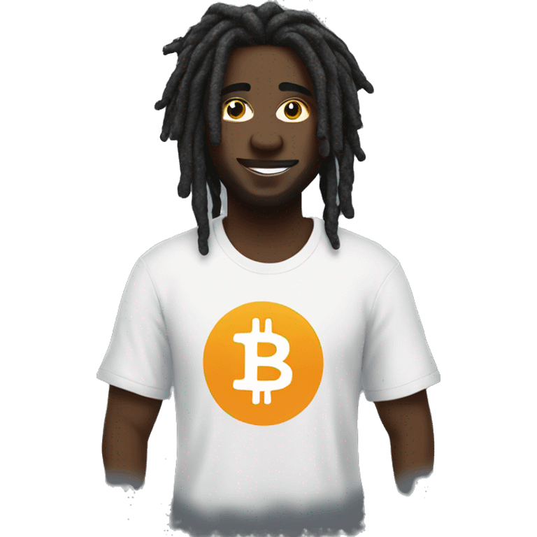 Black with dreads wearing a bitcoin shirt  emoji