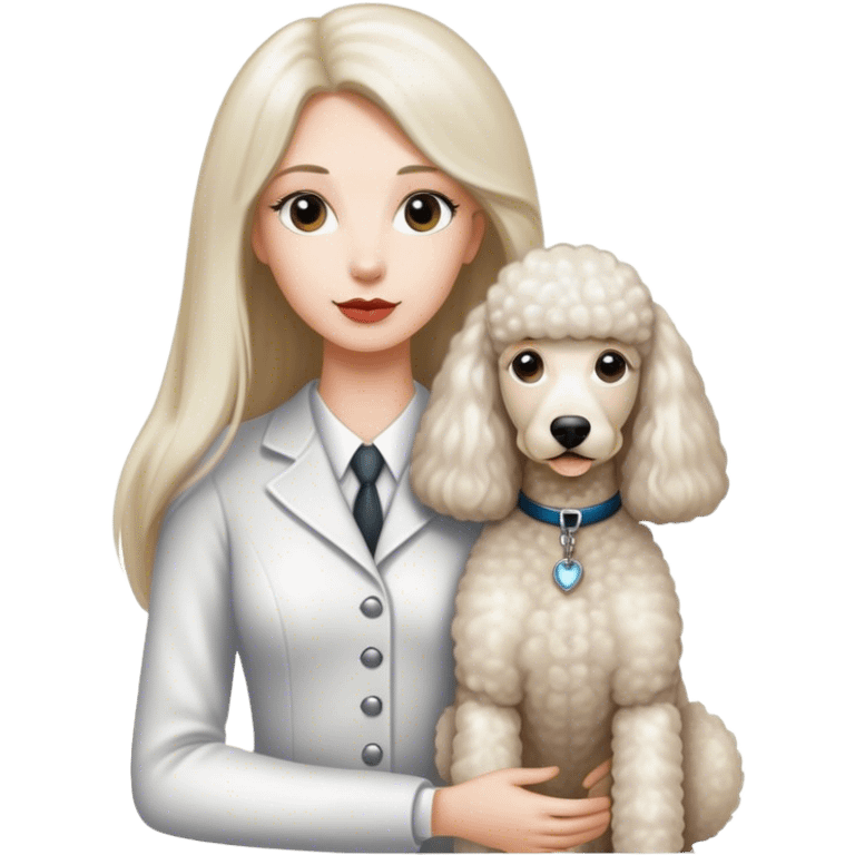 White Standard Poodle and Straight long hair Women emoji