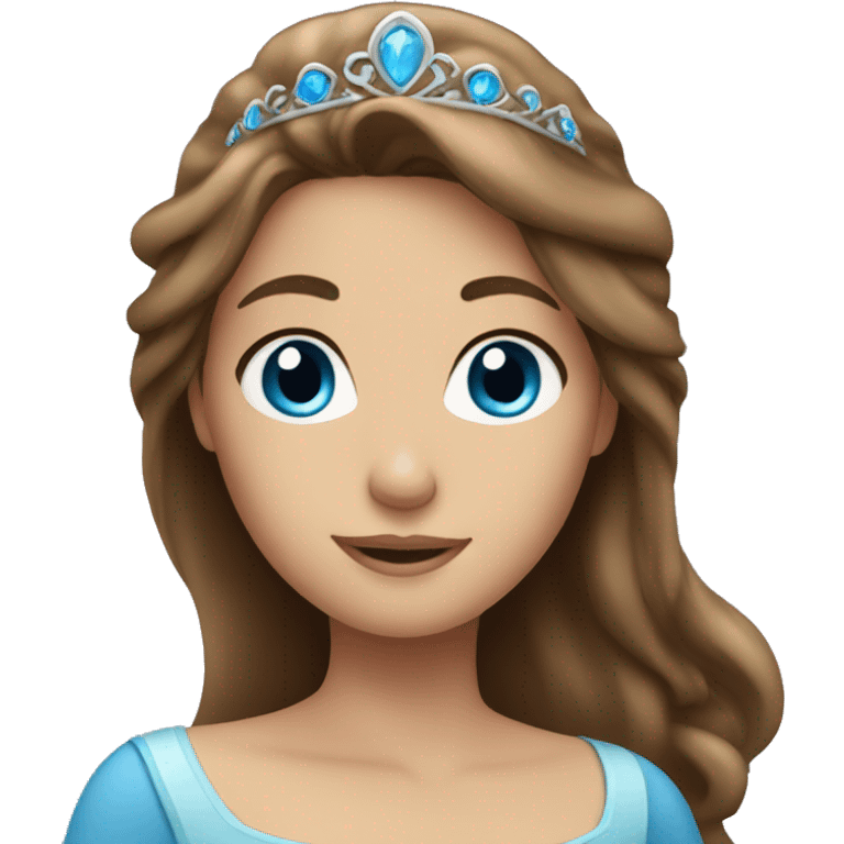 Princess with long brown hair and blue eyes emoji