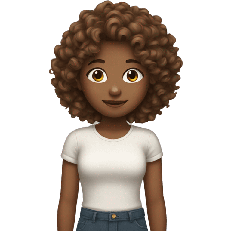 Girl with curly brown hair  emoji