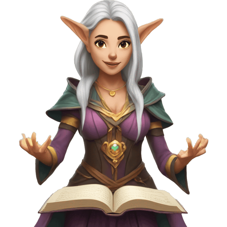 D&D female noble wizard elf casting a spell  emoji