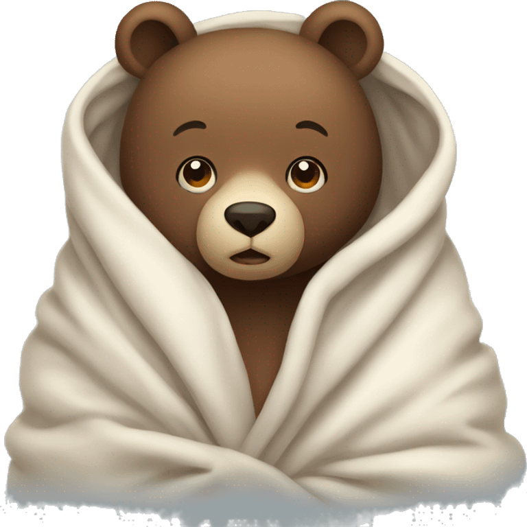 bear cozy in blanket emoji