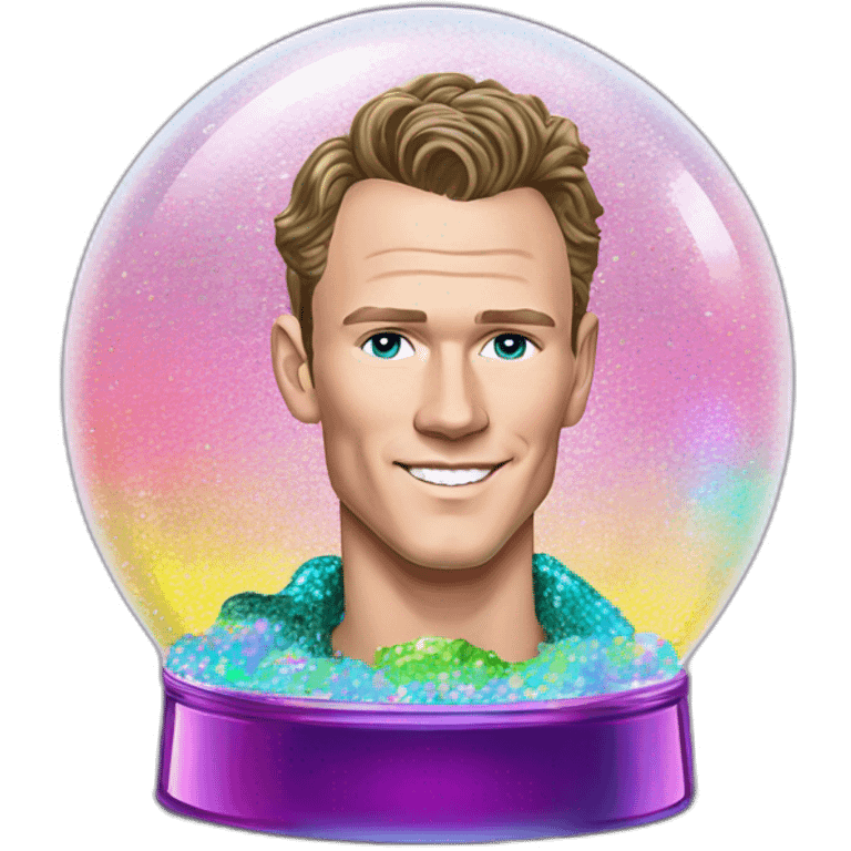 Jonathan Toews inside a rainbow sequin neon disco snow globe with pastel roses emoji