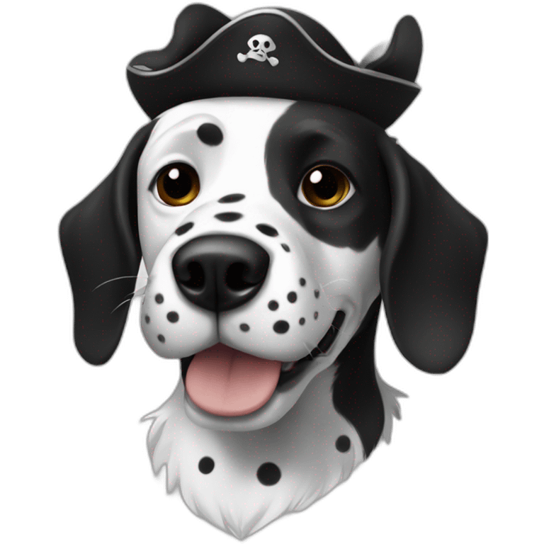 black and white, black spots, pirate dog emoji