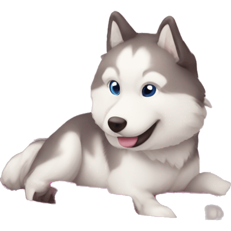 Pink snow sled with huskies emoji