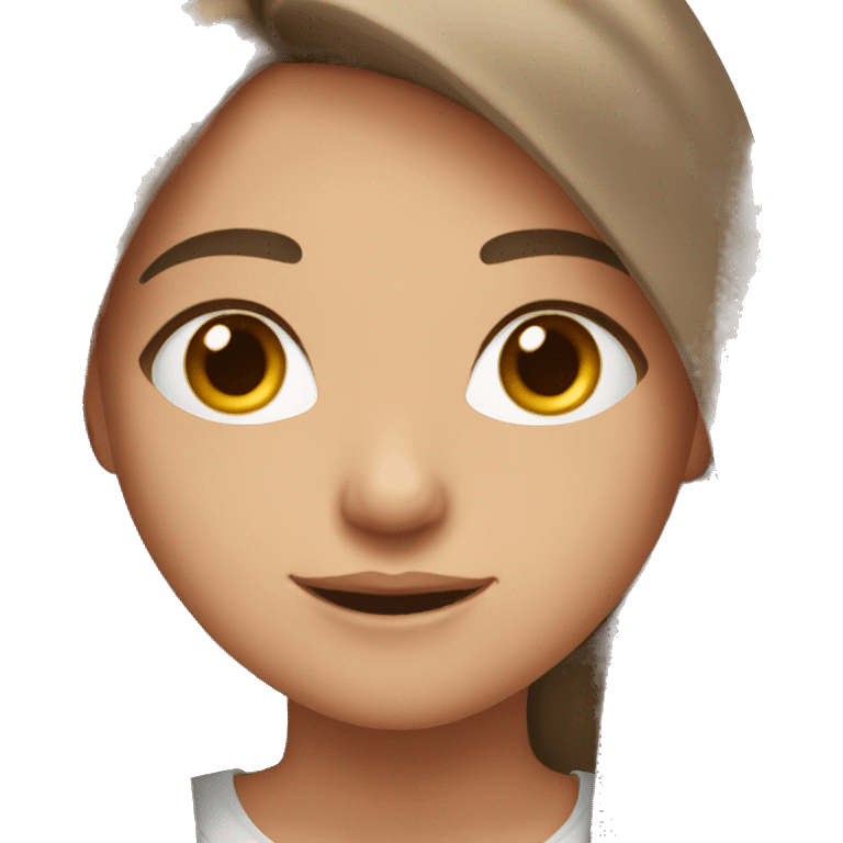 a girl with brown eyes and brown hair with behind people that love her emoji