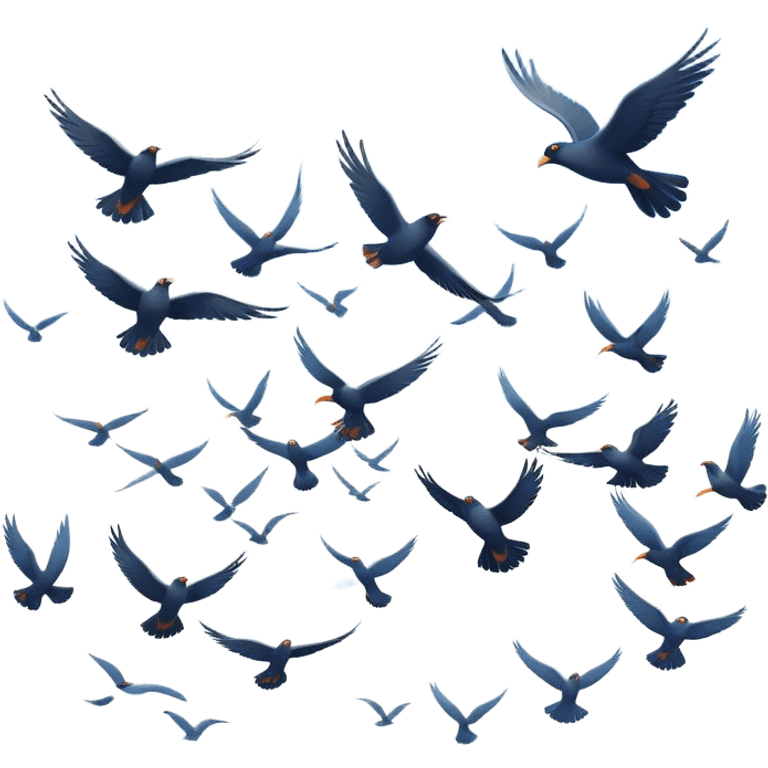 A flock of birds soaring across the sky, their wings spread wide as they glide gracefully through the air, creating a sense of freedom and movement emoji