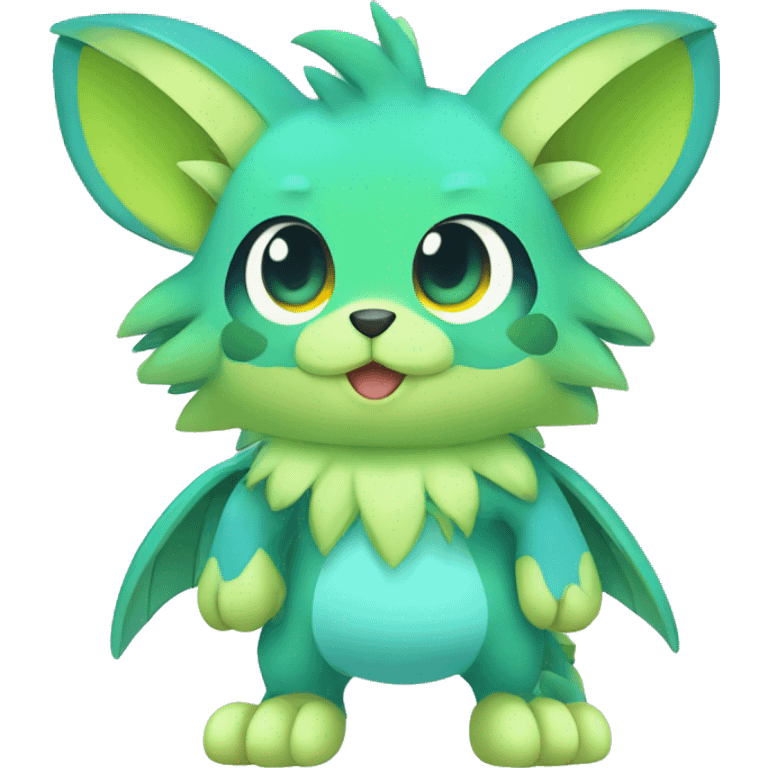 Cute cool green blue animal hybrid Fakemon full body emoji