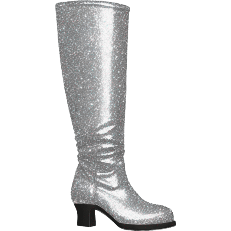 silver glittery knee high boots  emoji