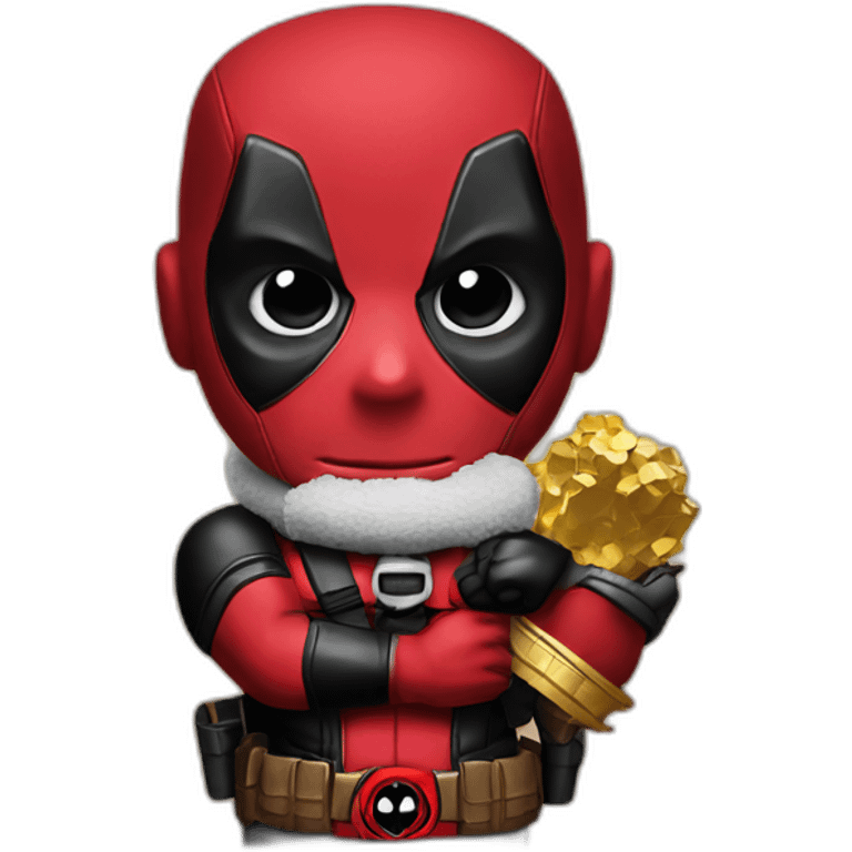 Deadpool, con una corona y un collar de oro emoji