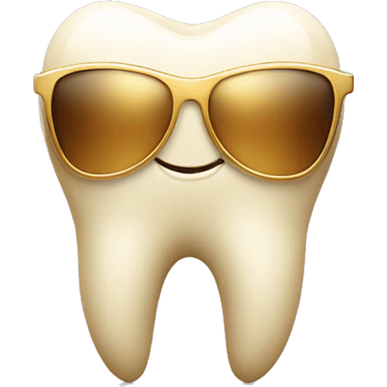 Tooth smiling with shades but make it gold emoji