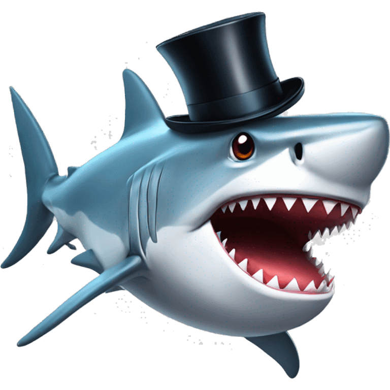 Shark with a top hat emoji