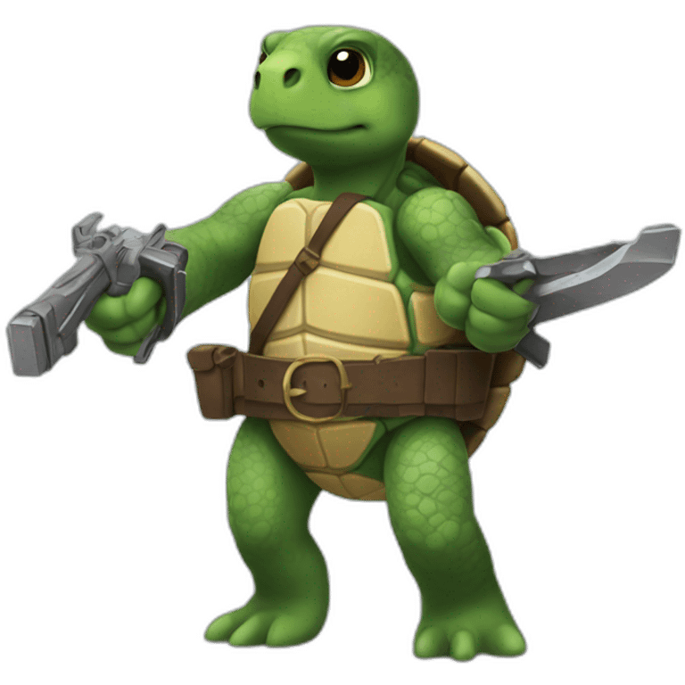 Turtle Leonardo weapons in belt  emoji