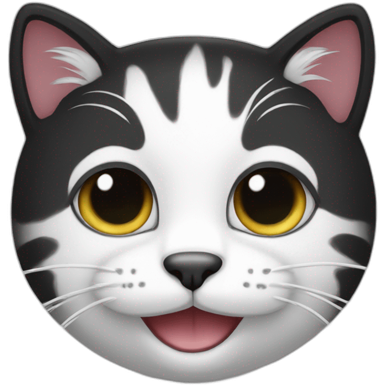 black and white cat smiling emoji