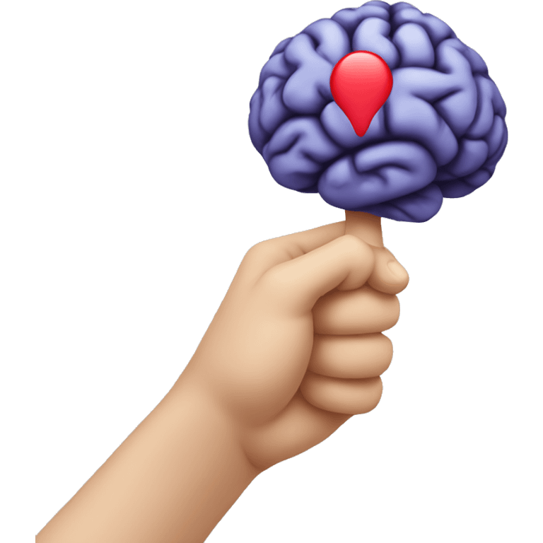 thinking emoji pointer hand place on brain emoji