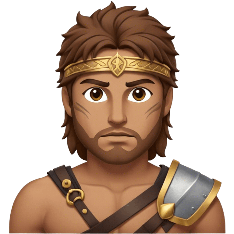 man warrior greek with brown hair emoji