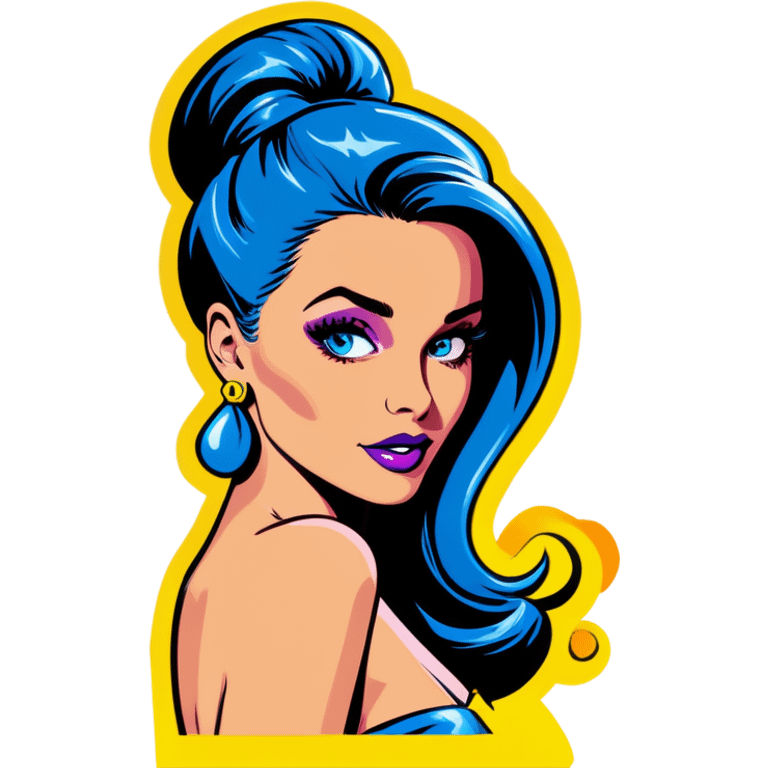 Pop art sexy women with blue hear emoji