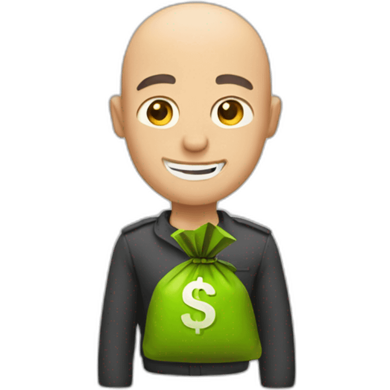 a bald man with a moneybag emoji