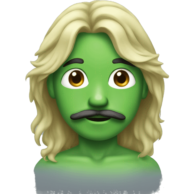 boy green skin with moustache and long hair emoji