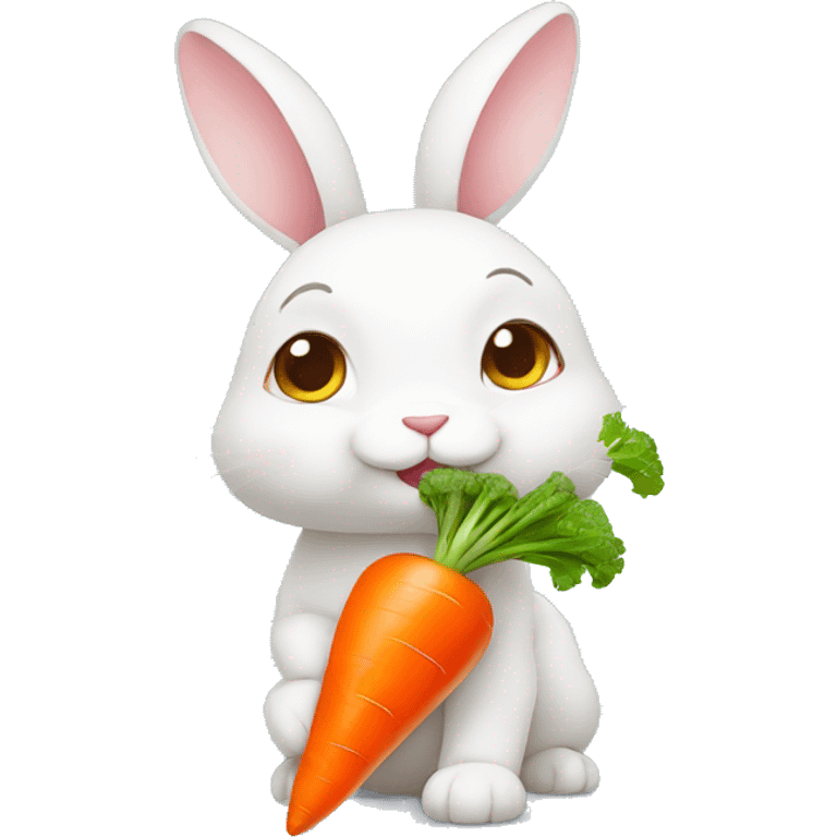 cute rabbit with carrot emoji