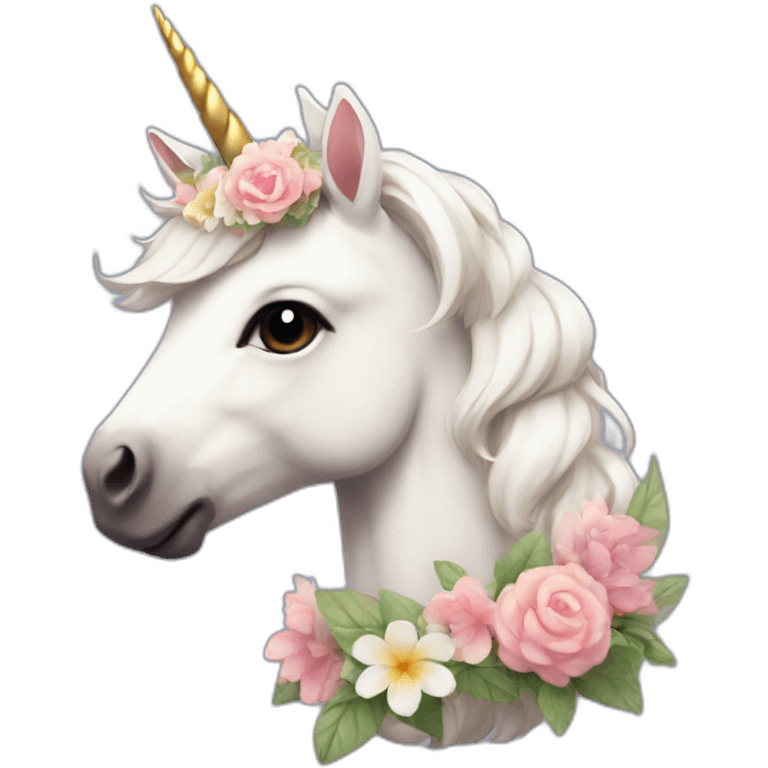 cute Unicorn with a flower crown emoji