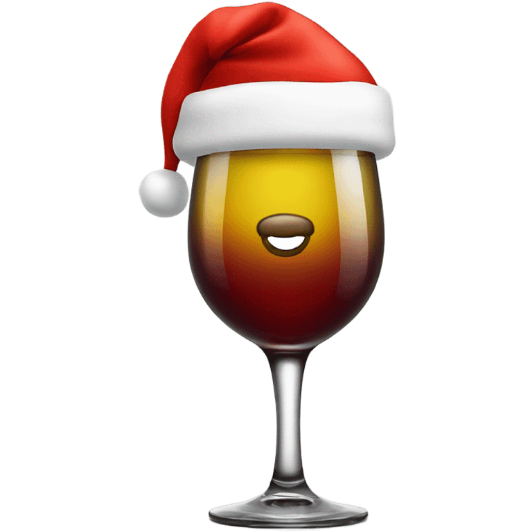 Wine glass with Santa hat emoji