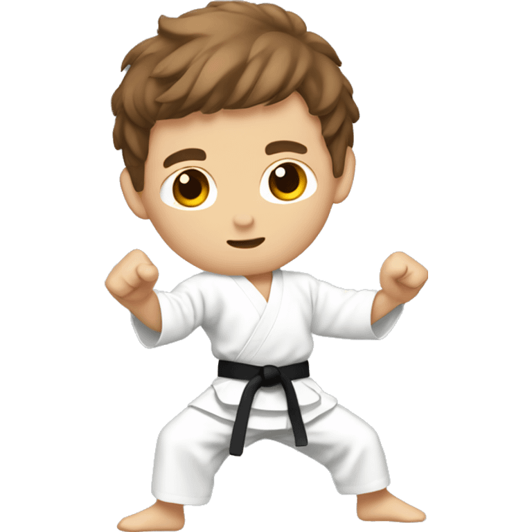 white boy with brown hair in karate pose emoji