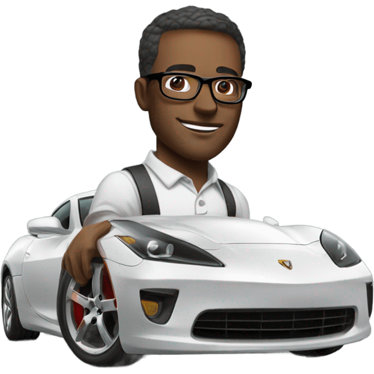 MAN IN GLASSES NEAR SPORT CAR emoji