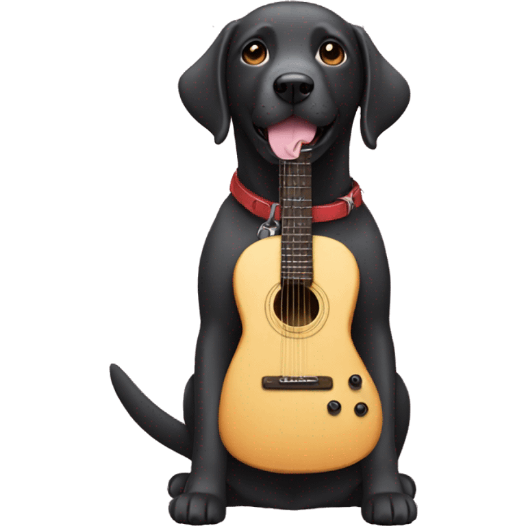 Labrador with a guitar emoji