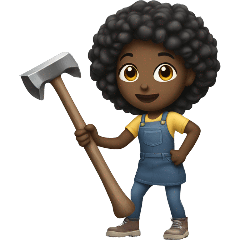 Black girl with two hammers emoji