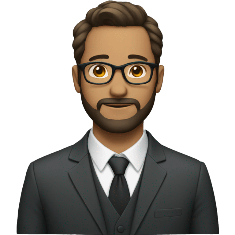 man with glasses, short beard, and suit emoji