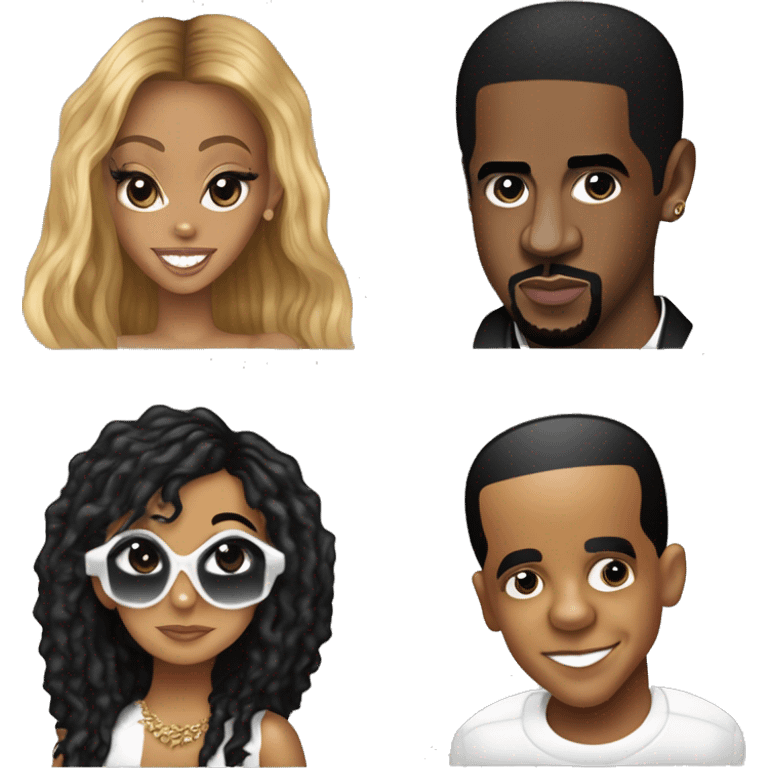 Drake beyoncè and Jay Z and P diddy and Michael Jackson and left eye and Aaliyah and doja cat and Orlando brown emoji