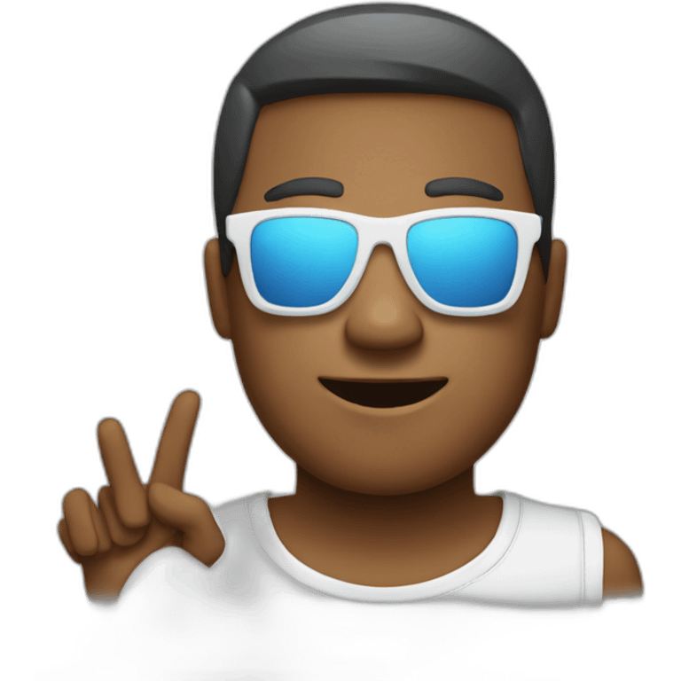 Emojis square wearing sunglasses with peace hand emoji