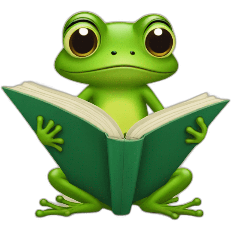 frog reading emoji