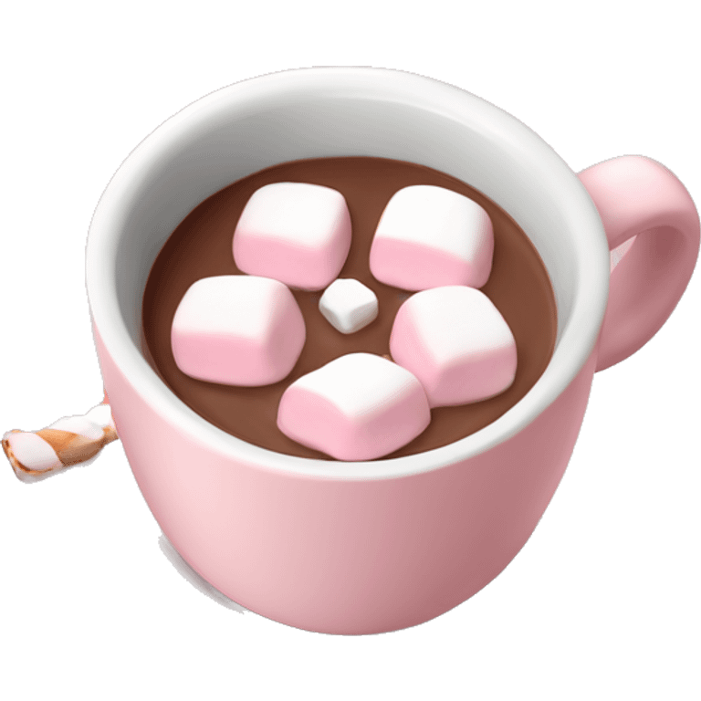 Light Pink mug of hot chocolate with marshmallows  emoji