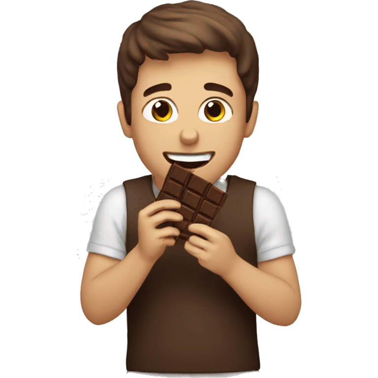 guy eating chocolate emoji