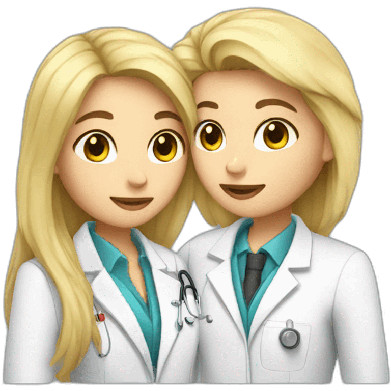 dark hair doctor girl kissing blond hair engineer emoji