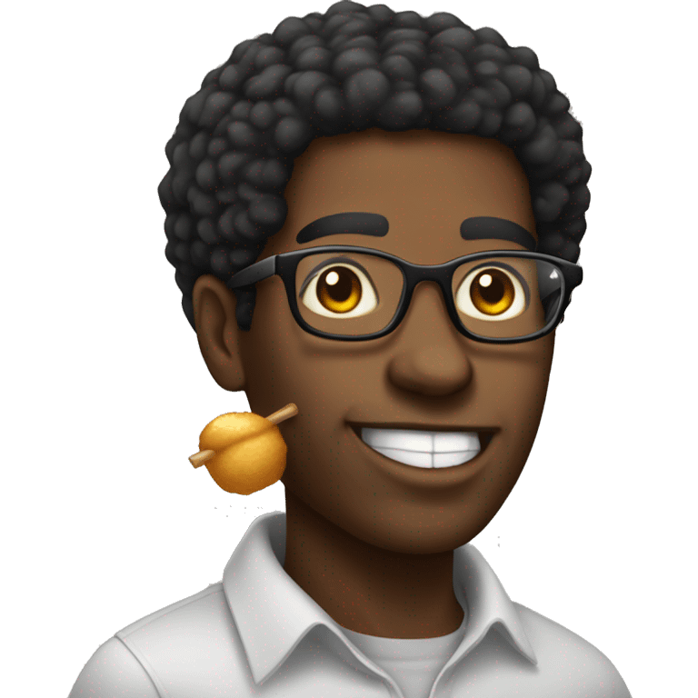 african American male, glasses, black taper afro, eating honey bun emoji