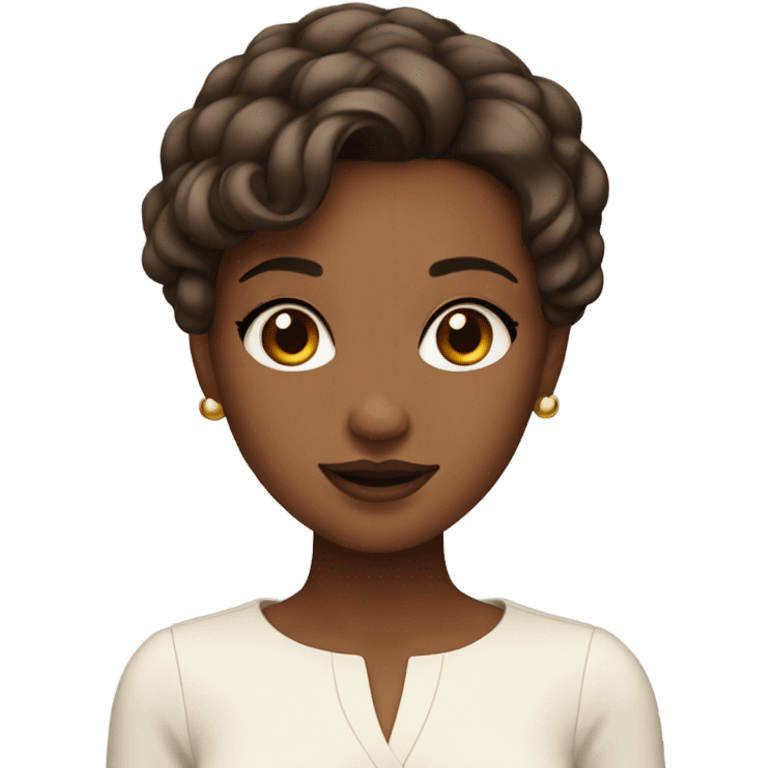 girl with short brown hair beautifully made up emoji