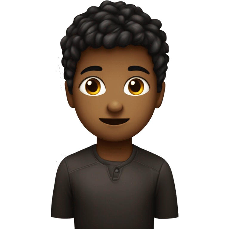 un niño tes trigueña con pelo liso y cafe oscuro con ojos negros emoji