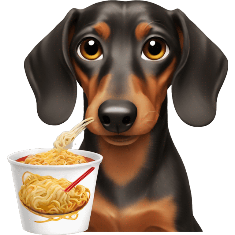 Dachshund eating cup ramen  emoji