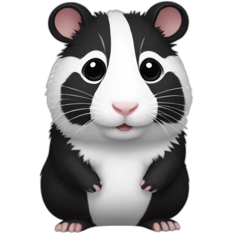 Hamster with black and white fur like a panda emoji